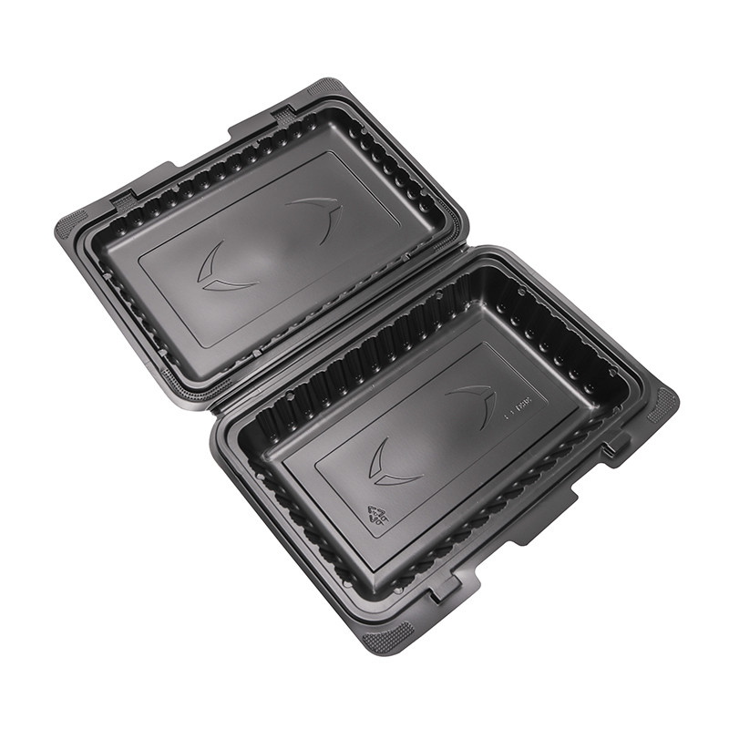 Disposable PP Lunch box with cap seal black square one grid fast food box