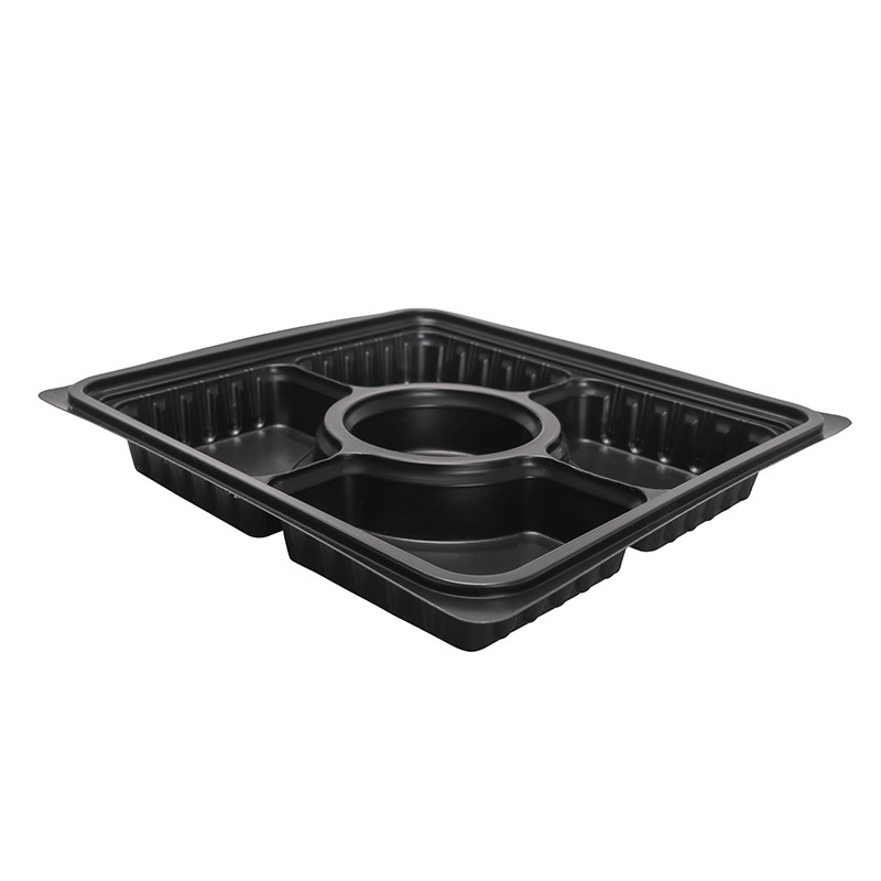 BOPS盖黑色方形五格快餐盒